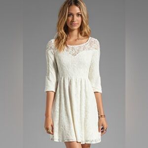 Free People Size Large cream 'Shake It Up' Lace Dress Sz MED